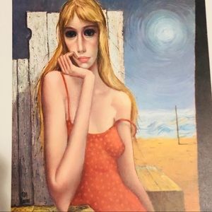 Big Eyes 1960’s Margaret Keane Vintage Lithograph Print Midcentury Pop Art